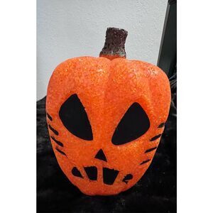 Vintage Seasons Melted Bead Popcorn  Jack-O-Lantern Pumpkin Tiki Cat 12”